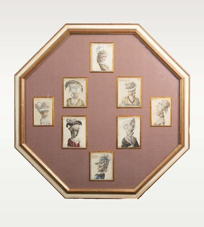 Large octagonal frame, 72 x 72 cm 
containing...