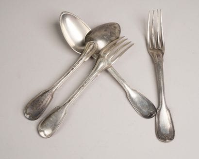 Set of 2 large silver table cutlery pieces...