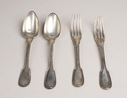 Set of 2 large silver table cutlery pieces...