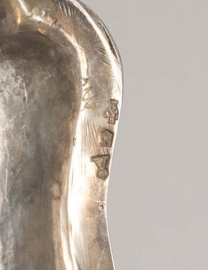 Pair of silver bowls with beaded rims. Louis...