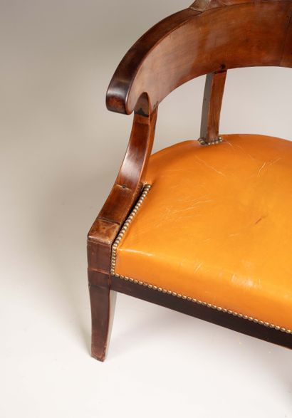 Fauteuil de bureau en gondole en acajou et...