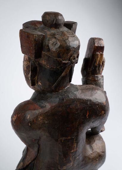 CHINE, fin du XIXe 
Statue de guerrier asiatique...
