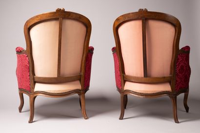 Paire de bergères à dossier cabriolet en...