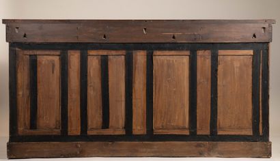 Low sideboard in mahogany and mahogany veneer,...