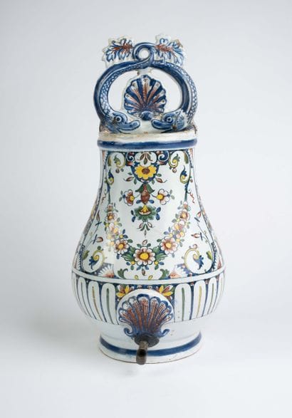 Polychrome earthenware fountain in the Rouen...