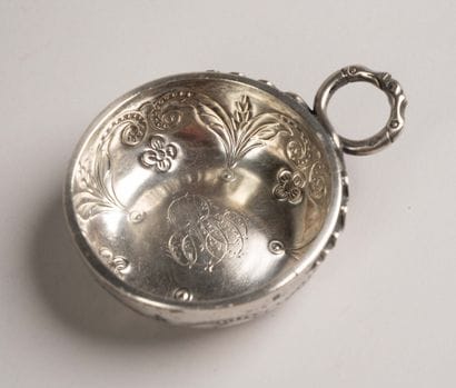 Silver wine cup with a serpent-shaped handle,...