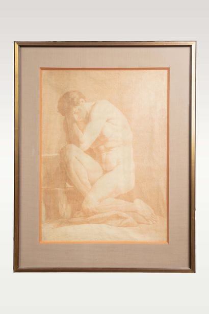 Set of 2 academic drawings, executed in red...