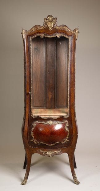 Curved display cabinet in rosewood veneer,...