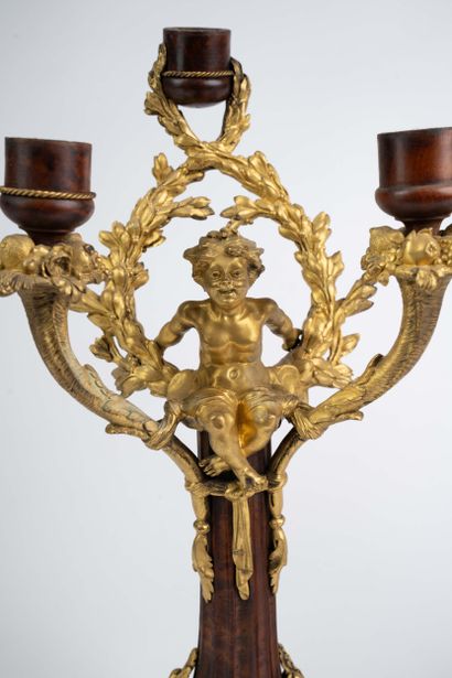 Paire de candélabres à trois bras de lumière...