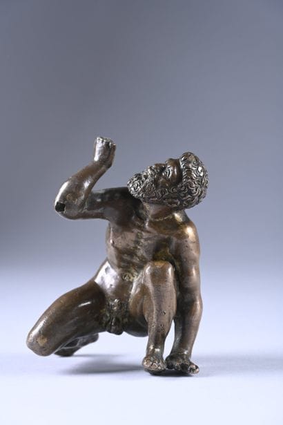 Bronze Atlas with a natural patina. Naked...