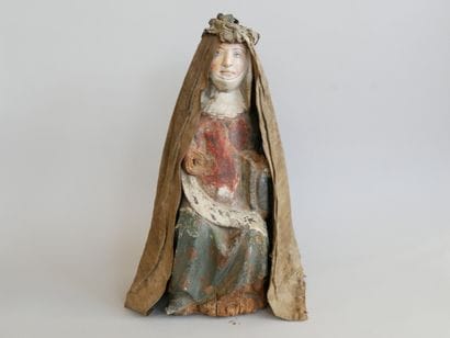 Polychrome, full-relief carved wooden Virgin...