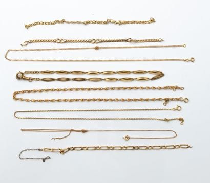 Set of 4 chains, 3 bracelets, and a damaged...