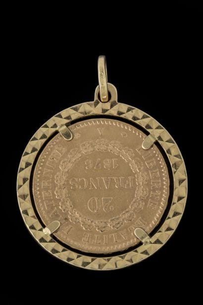 Pendant featuring an 1876 “Génie” gold coin...