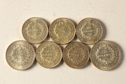 2 50-franc silver coins featuring Hercules...