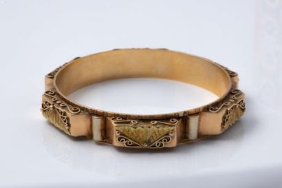 Bangle bracelet adorned with rectangular...