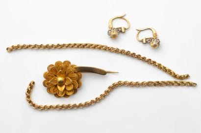 Set of secondhand yellow gold jewelry (750...