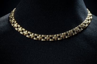 Flat necklace with yellow-plated links (750...