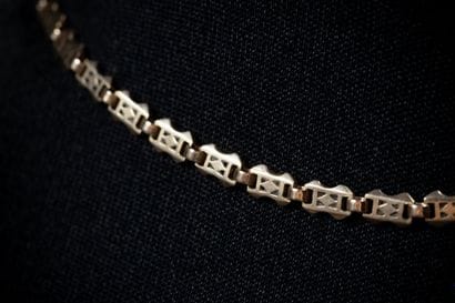 Fob and waist chain with openwork rectangular...