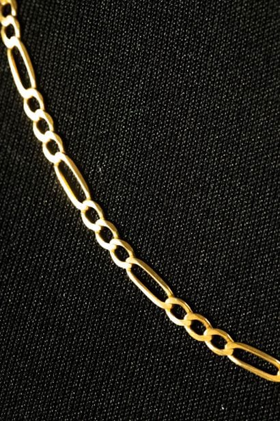 * Yellow gold (750) Figaro chain necklace....