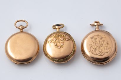 Lot de trois montres de col et contre boîtiers...