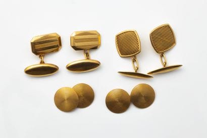 Three pairs of yellow gold (750) cufflinks....