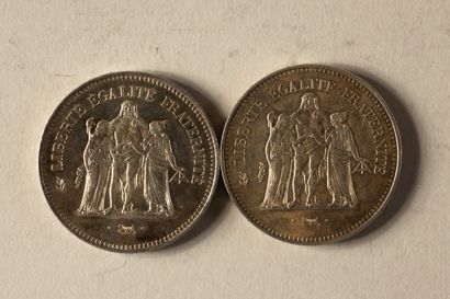 2 Hercules 50-franc silver coins