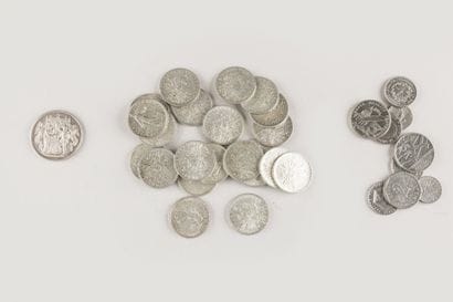 Lot of 22 silver 5 Franc coins from 1960-1961-1963-1964...
