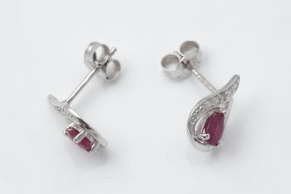 Pair of flame-shaped earrings, each set with...