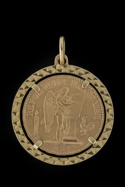 Pendant featuring an 1876 “Génie” gold coin...