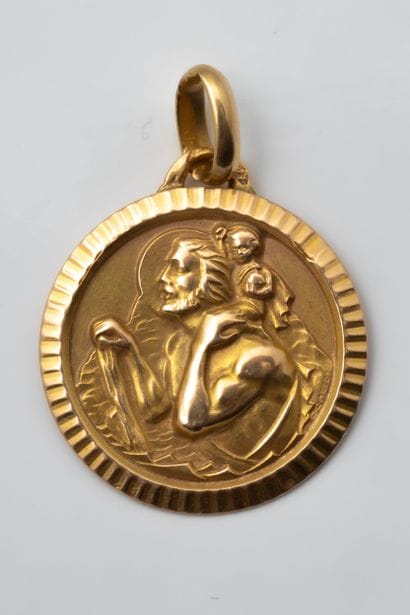 St. Christopher medal in yellow gold (750...