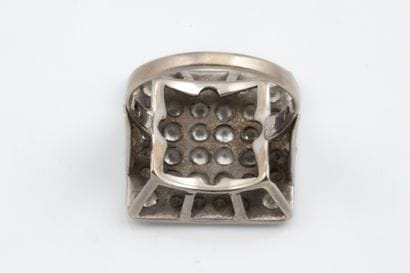 A large square ring set with 36 brilliant-cut...