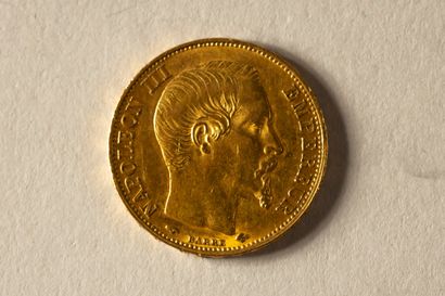 1-pièce or 20-franc Napoleon III coin with...