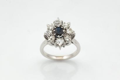 Daisy ring in white gold (750 thousandths)...