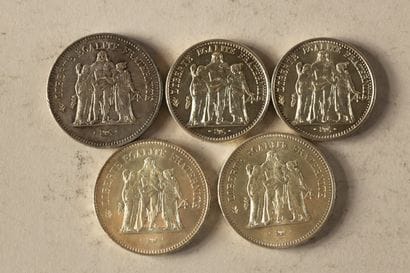 Silver set consisting of 3 50-franc Hercules...