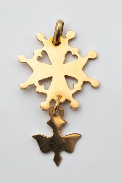 Huguenot cross in yellow gold (750 parts...