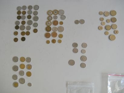 Assortment of Spanish coins and miscellaneous...