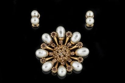 Pair of earrings with two white cultured...