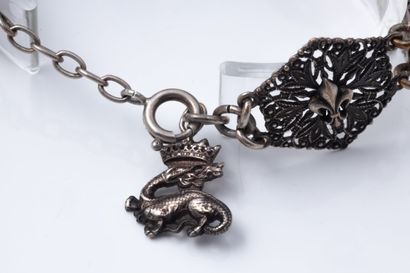 Royalist metal bracelet with openwork hexagonal...