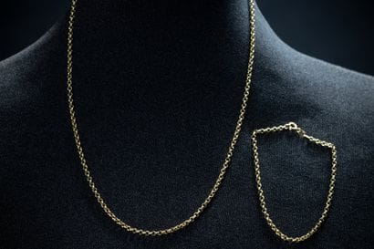Yellow gold (750) jaseron-link necklace and...