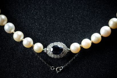 Shocker necklace with 66 white cultured pearls...