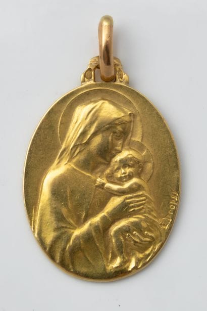 Oval medal depicting the Virgin and Child,...
