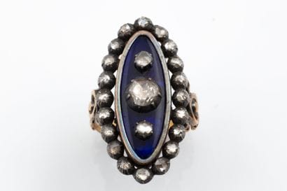 Long marquise ring in silver (800 parts per...
