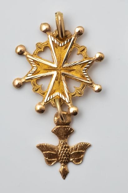 Huguenot cross in yellow gold (750 parts...