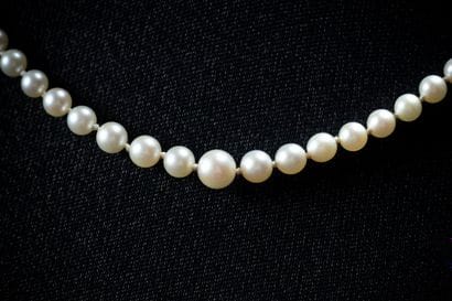 A cascading necklace featuring 99 white cultured...