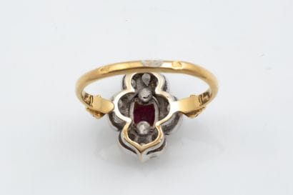 Oriental-style ring in yellow and two-tone...