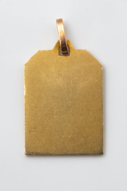 Médaille rectangulaire à profil d’une vierge...