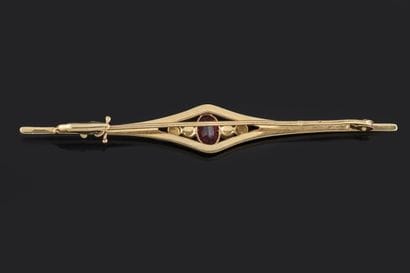 Broche barrette en or jaune (750 millièmes)...