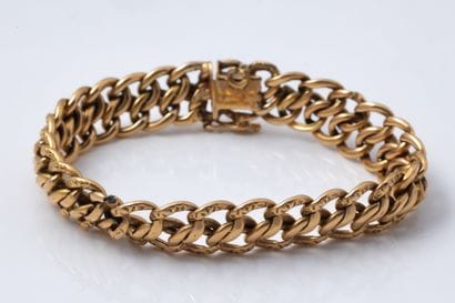 Yellow gold (750) American-link bracelet....