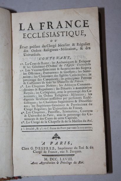 La France ecclésiastique, ou état présent...