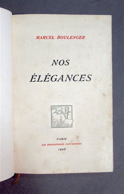 LITERATURE. 4 volumes:
- BOULENGER (Marcel)....